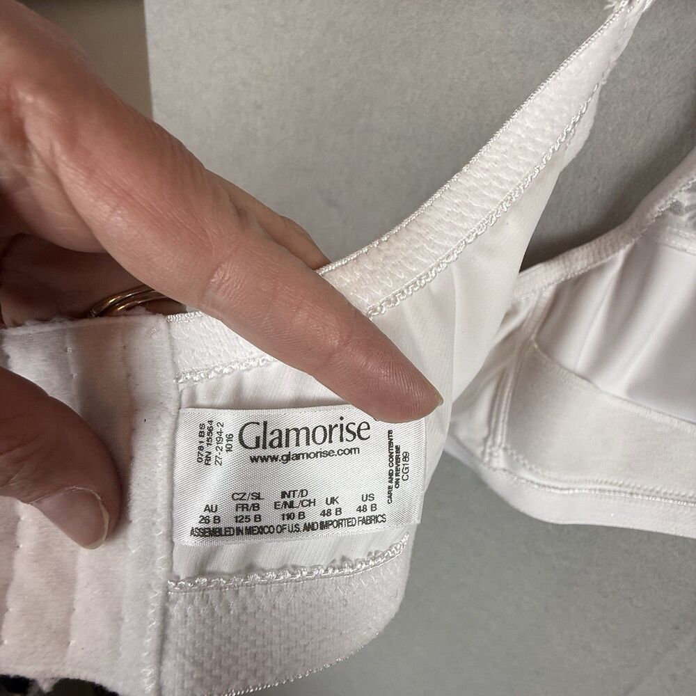 GLAMORISE White‎ Magic Lift Wireless Bra 48 B Embroidered Full Figure *read - Picture 5 of 5